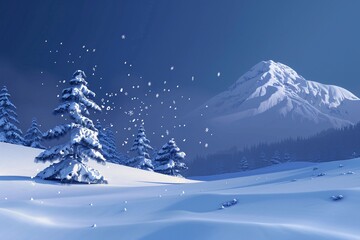 Obraz premium Snowy Mountain Scenery with a Frosty Flair Generative AI