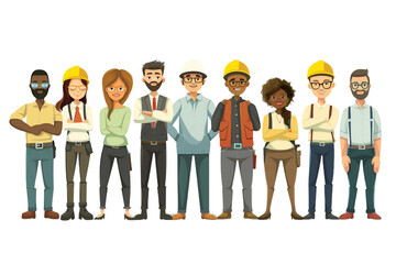 cartoon style workforce isolated on transparent background symbolizes of labor day 