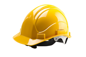 Contruction field yellow color safety helmet isolated in transparent background 