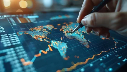 Fotobehang Visualizing Economic Expansion: A Close-Up of Hand-Drawn Graph Amidst Global Economic Reports © AhmadTriwahyuutomo