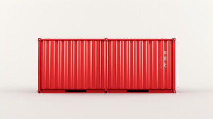 Red shipping or cargo container isolated on white background. generative ai