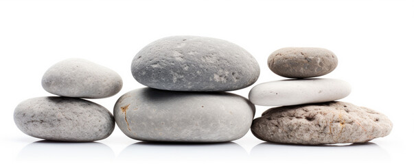 Fototapeta na wymiar Spa pebbles or stones isolated . Stones on white background.