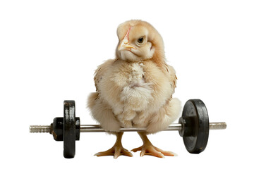 chick lifting weights isolated
