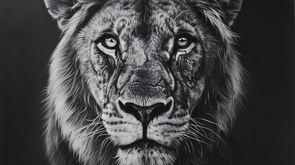 Lion's Eye View A Stunning Portrait of a Majestic Beast Generative AI