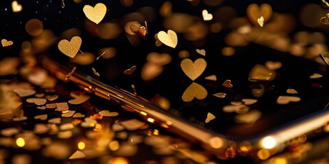 Golden Heartbeats A Sparkling Celebration of Love and Life Generative AI - obrazy, fototapety, plakaty