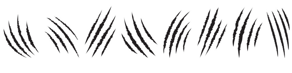 animal Claw scratches mark set. Cat tiger scratches signs vector