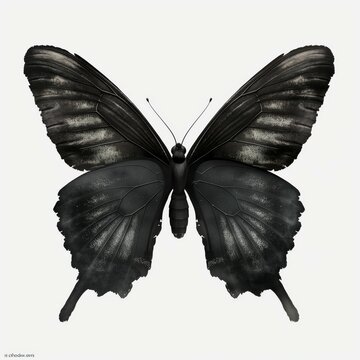 Black gradient, butterfly, watercolor, for design, highlighted on a white background, 3d sticker.