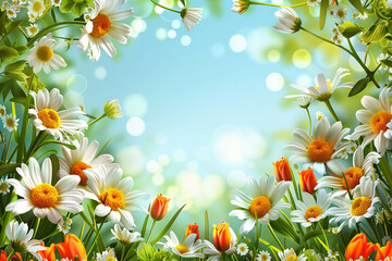 Spring Floral Background created with Generative AI