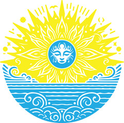 Creative sun & silhouette vector