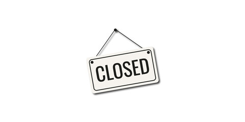 Closed door sign hanging transparent background.