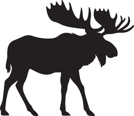 Moose Silhouette Vector Illustration White Background