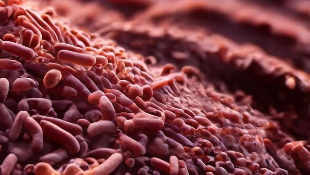Abstract e. coli bacteria background. Microscopic view of gram stain showing Escherichia coli or E. coli bacteria.