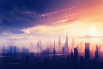 A futuristic cityscape on a distant planet towering skyscrapers reaching for the starsretrofuturism digital painting dreamy glow