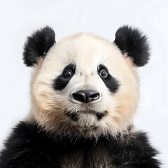Obraz premium Close-Up Portrait of a Giant Panda Against a Black Background. AI.