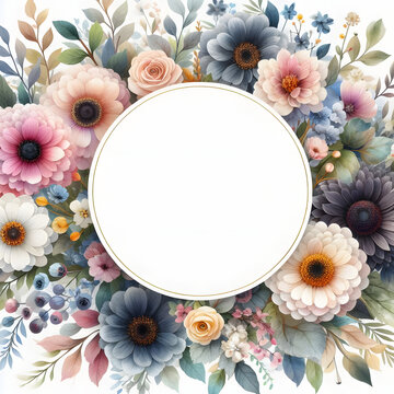 Bouquet floral botanical flowers. Wild spring leaf wildflower isolated. Watercolor background illustration Frame border ornament square.