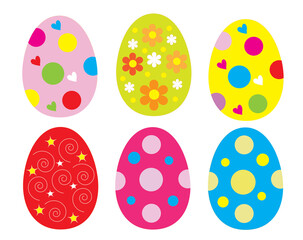 set of eggs. Easter eggs on white The cuteness of Easter eggs, cartoons, bright colors.

