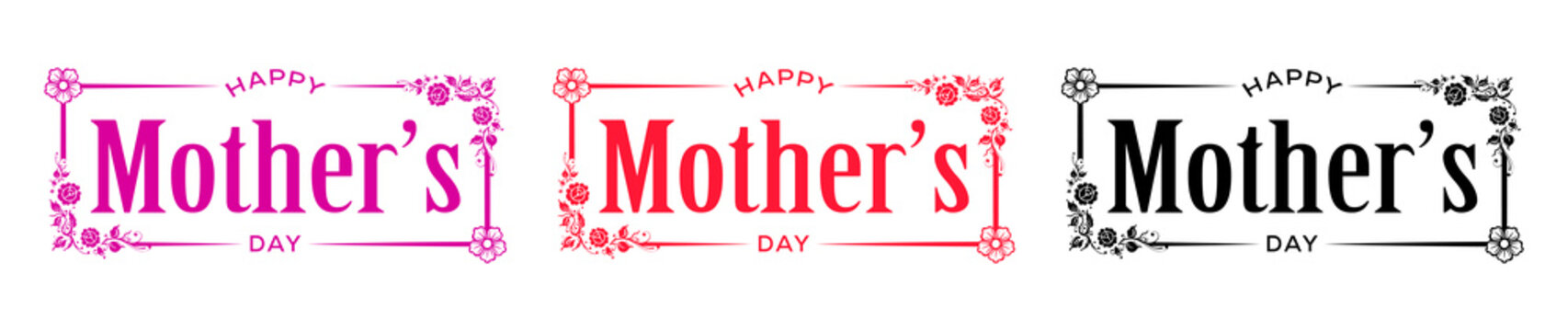 Vector happy mothers day typography poster with heart and flowers.