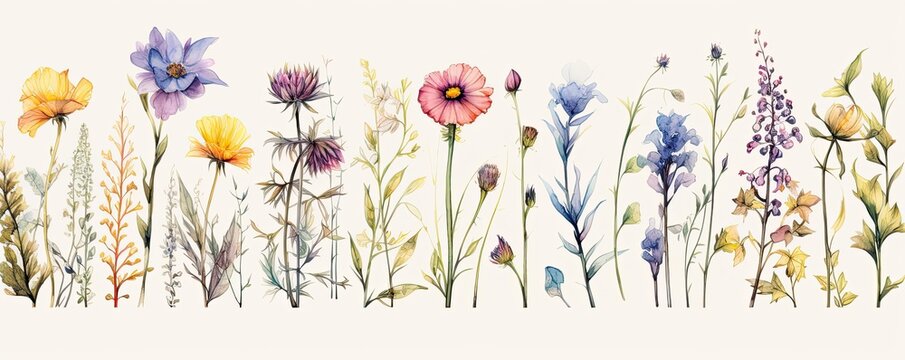 wildflowers illustration in watercolo