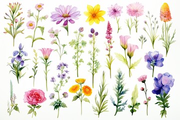 Fototapeta premium wildflowers illustration in watercolo
