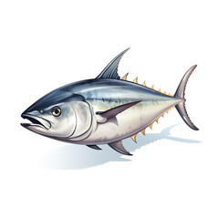 Fototapeta premium tuna fish on white background сreated with Generative Ai