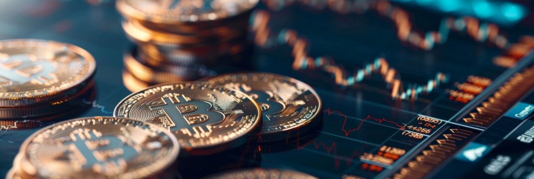 Cryptocurrency investment meeting with Bitcoin wallet on a digital table