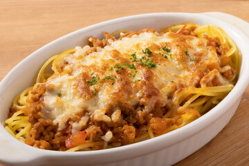 焼きチーズ　ミートソーススパゲティ