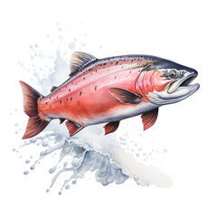 Salmon fish on white background сreated with Generative Ai