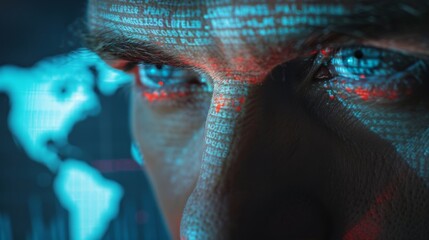 Close Up of Persons Face With Blue Eyes