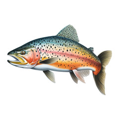 Trout fish on white background сreated with Generative Ai