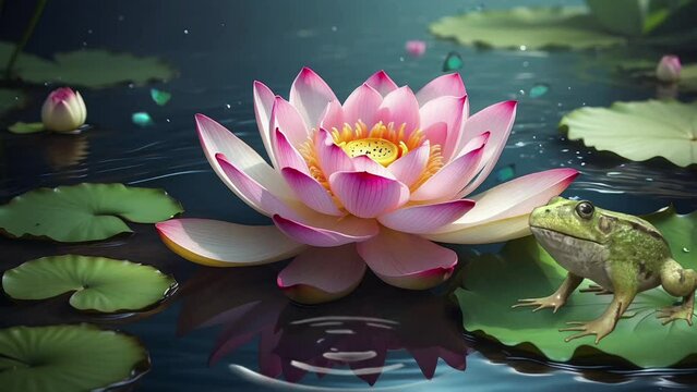 pink water lily seamless looping 4k animation video background