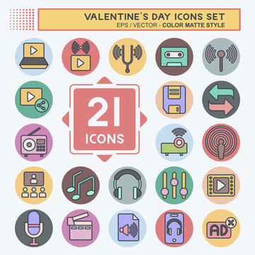Icon Set Podcast. related to Music symbol. color mate style. simple design editable. simple illustration