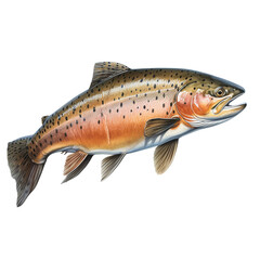 Obraz premium Trout fish on white background сreated with Generative Ai