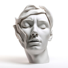 head of a plaster statue on a white background сreated with Generative Ai