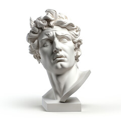 head of a plaster statue on a white background сreated with Generative Ai