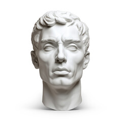 Fototapeta na wymiar head of a plaster statue on a white background сreated with Generative Ai