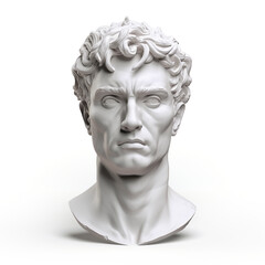 head of a plaster statue on a white background сreated with Generative Ai