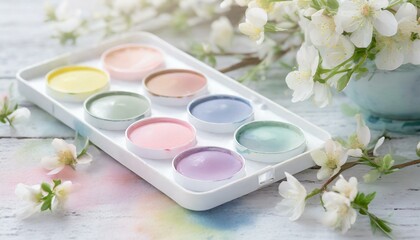 Paint palette with flowers
- 754918739