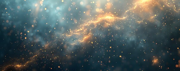 abstract background with Blue and gold particle. Christmas Golden light shine particles bokeh on navy blue background. Gold foil texture. Sparkle Texture.