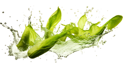 Winged bean sliced pieces flying in the air with water splash isolated on transparent png.
