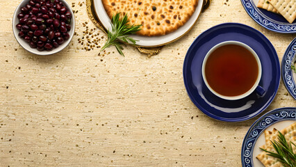 soup with herbs, passover, dinner, passover meal  AI generated