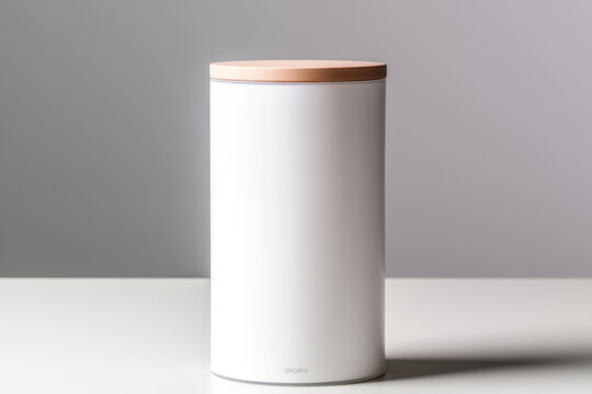 Modern cylindrical box on a white background. Generative ai