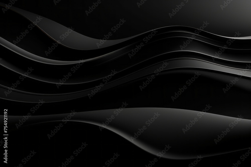 Poster horizontal abstract luxurious dark black background with wavy smooth lines. futuristic texture, draw