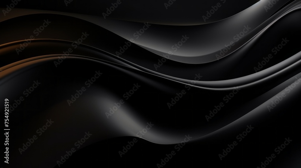 Aufkleber horizontal abstract luxurious dark black background with wavy smooth lines. futuristic texture, patt