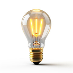 3D light bulb, photo on a white background сreated with Generative Ai