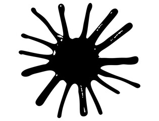 black ink blot on white background
