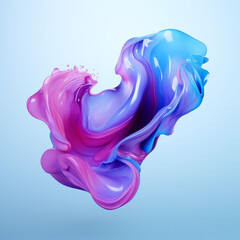 Obraz premium Blue and purple gradient color floating liquid blob сreated with Generative Ai