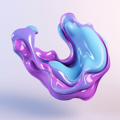 Obraz premium Blue and purple gradient color floating liquid blob сreated with Generative Ai