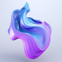 Fototapeta premium Blue and purple gradient color floating liquid blob сreated with Generative Ai