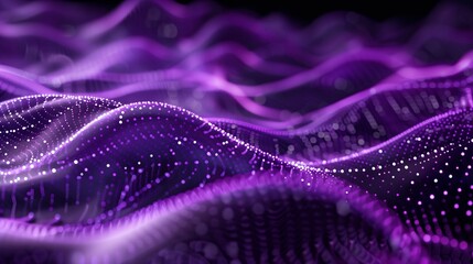 Abstract digital background with dots and lines in purple color, wavy shapes, futuristic pattern....