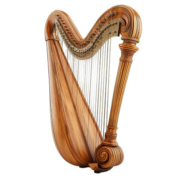 recommend clip art: harp isolated on transparent background ,harp instrument png ,generative ai